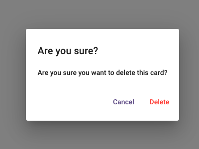 Example delete confirmation Cardfile Screen